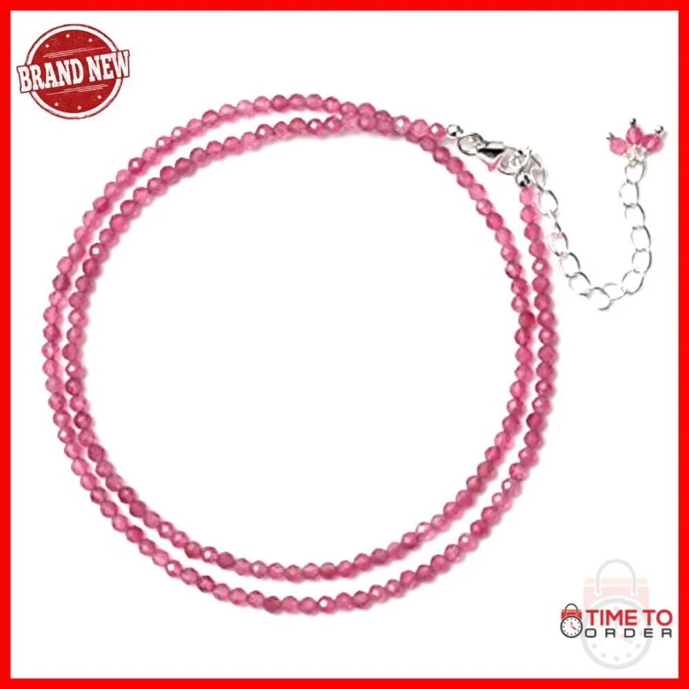 Sterling Silver Gemstone Choker Necklace, 18 Inch Adjustable Chain